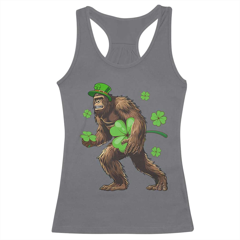 St Patricks Day Bigfoot Racerback Tank Top Funny Sasquatch Shamrock TS10 Charcoal Print Your Wear