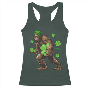 St Patricks Day Bigfoot Racerback Tank Top Funny Sasquatch Shamrock TS10 Dark Forest Green Print Your Wear