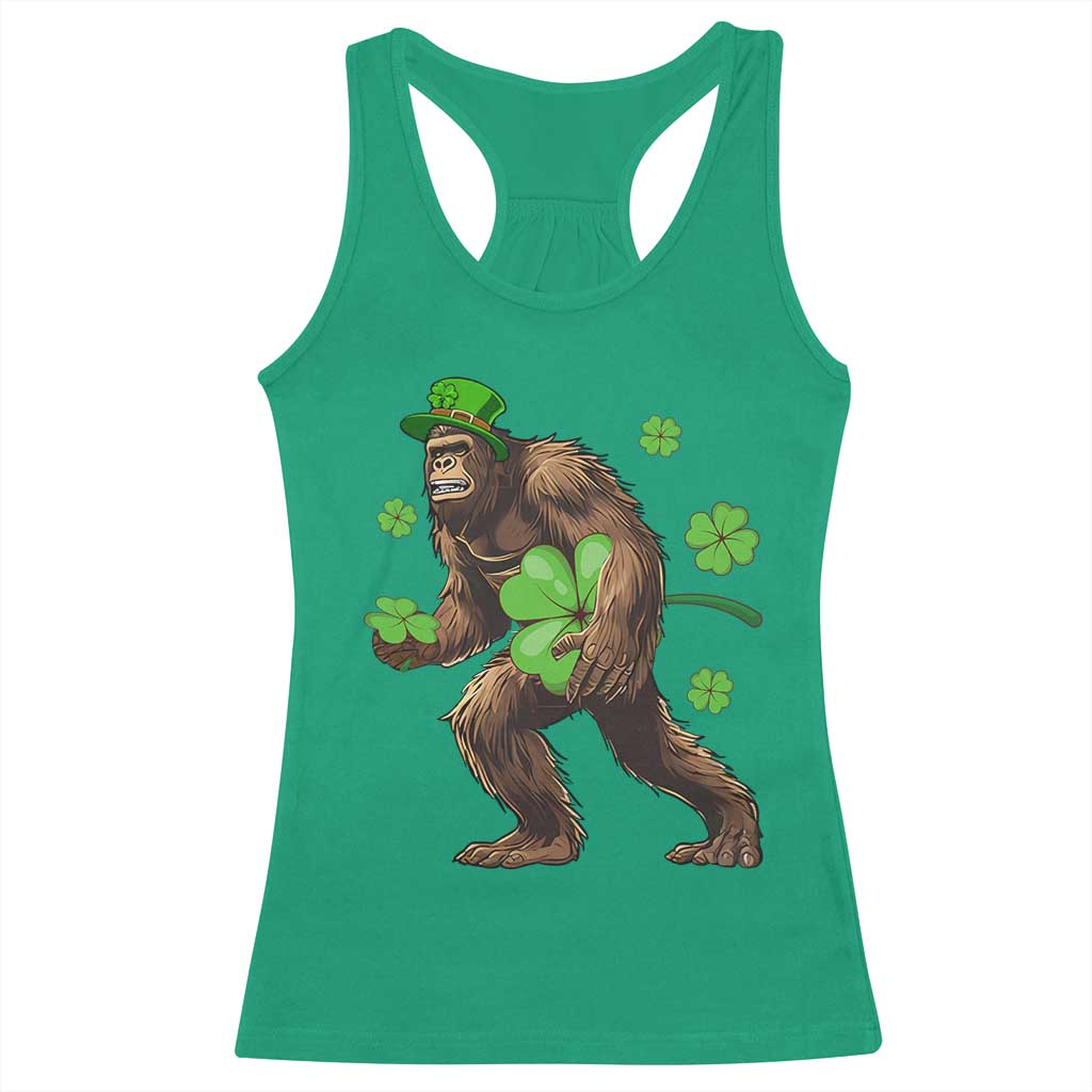 St Patricks Day Bigfoot Racerback Tank Top Funny Sasquatch Shamrock TS10 Irish Green Print Your Wear