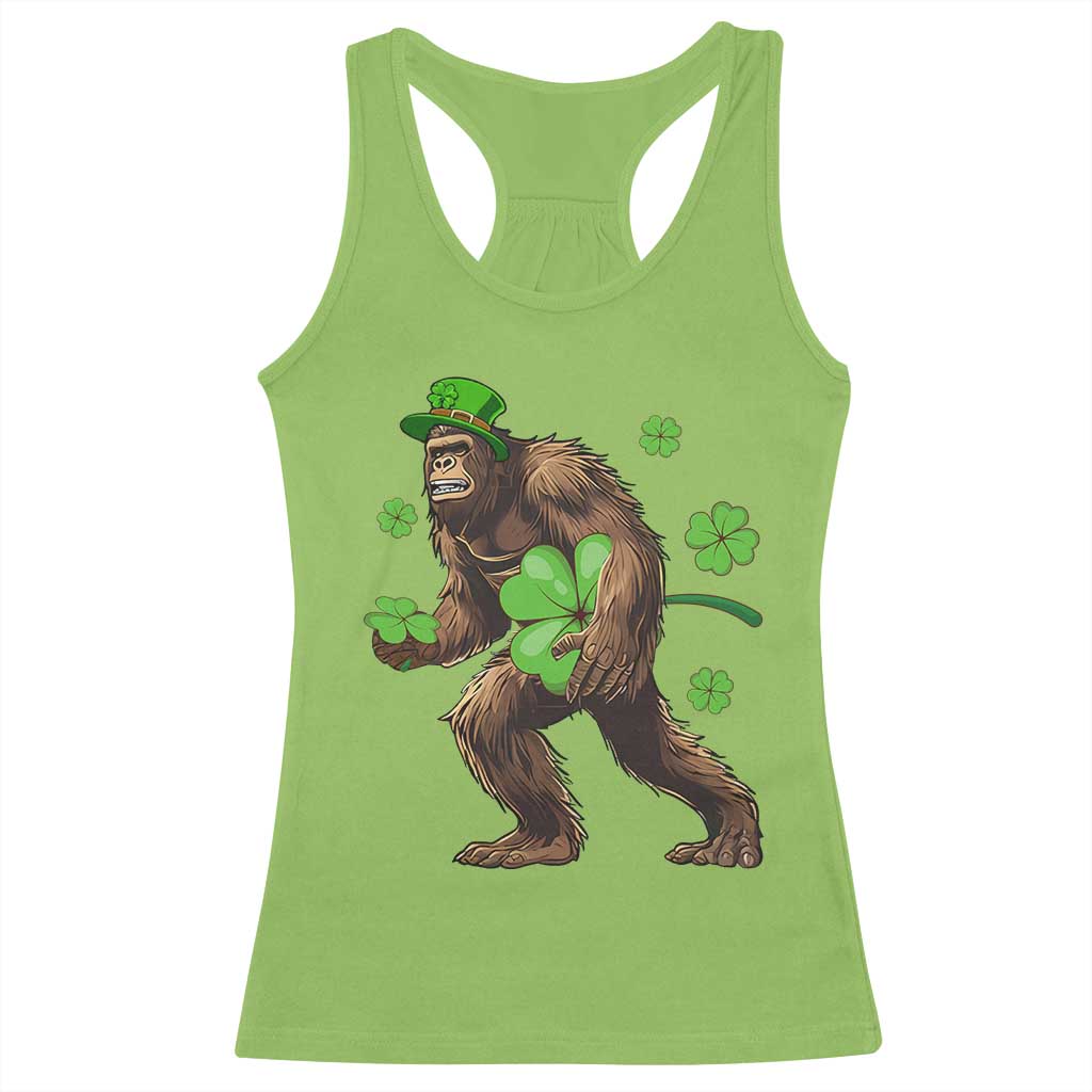 St Patricks Day Bigfoot Racerback Tank Top Funny Sasquatch Shamrock TS10 Lime Print Your Wear