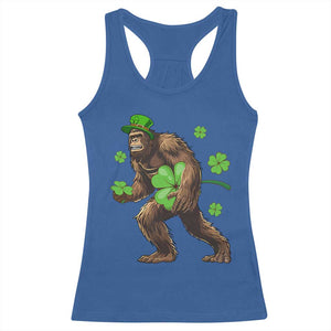 St Patricks Day Bigfoot Racerback Tank Top Funny Sasquatch Shamrock TS10 Royal Blue Print Your Wear