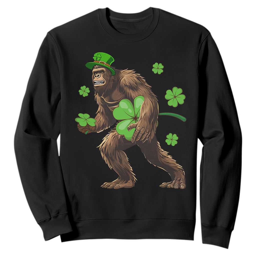 St Patricks Day Bigfoot Sweatshirt Funny Sasquatch Shamrock TS10 Black Print Your Wear