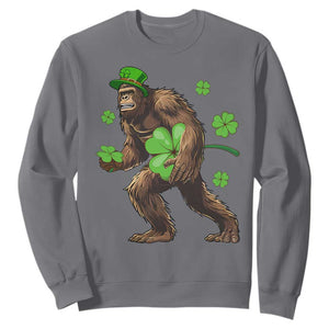 St Patricks Day Bigfoot Sweatshirt Funny Sasquatch Shamrock TS10 Charcoal Print Your Wear