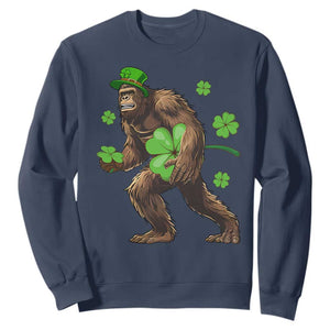 St Patricks Day Bigfoot Sweatshirt Funny Sasquatch Shamrock TS10 Navy Print Your Wear