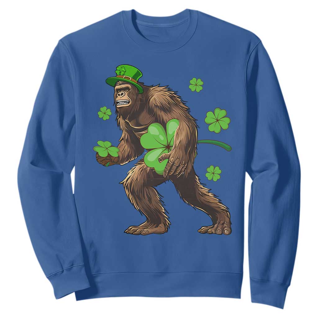 St Patricks Day Bigfoot Sweatshirt Funny Sasquatch Shamrock TS10 Royal Blue Print Your Wear