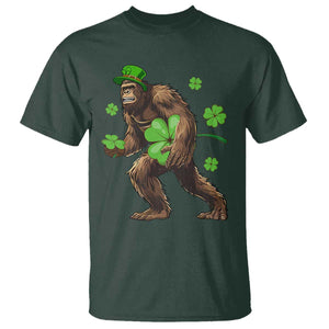 St Patricks Day Bigfoot T Shirt Funny Sasquatch Shamrock TS10 Dark Forest Green Print Your Wear