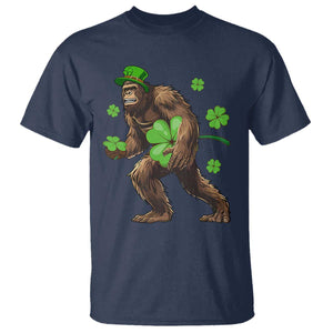 St Patricks Day Bigfoot T Shirt Funny Sasquatch Shamrock TS10 Navy Print Your Wear