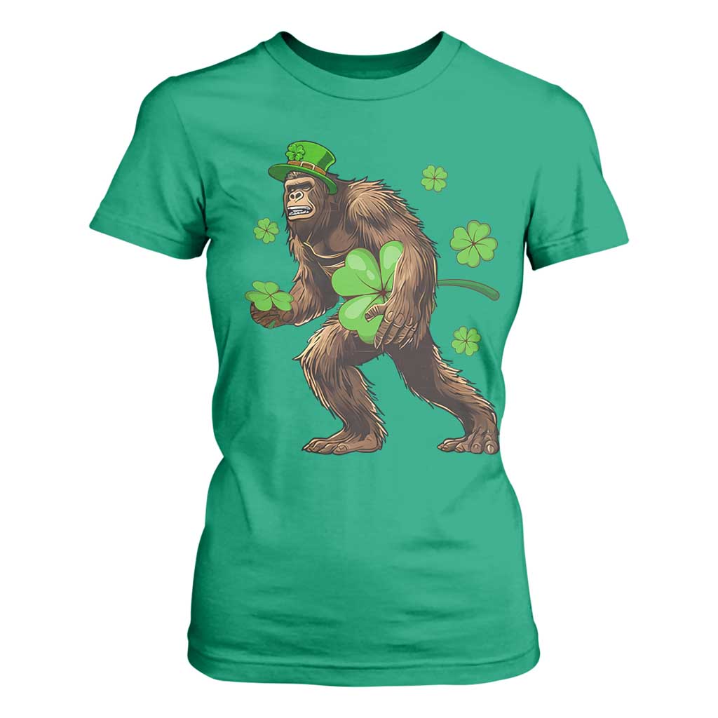 St Patricks Day Bigfoot T Shirt For Women Funny Sasquatch Shamrock TS10 Irish Green Print Your Wear