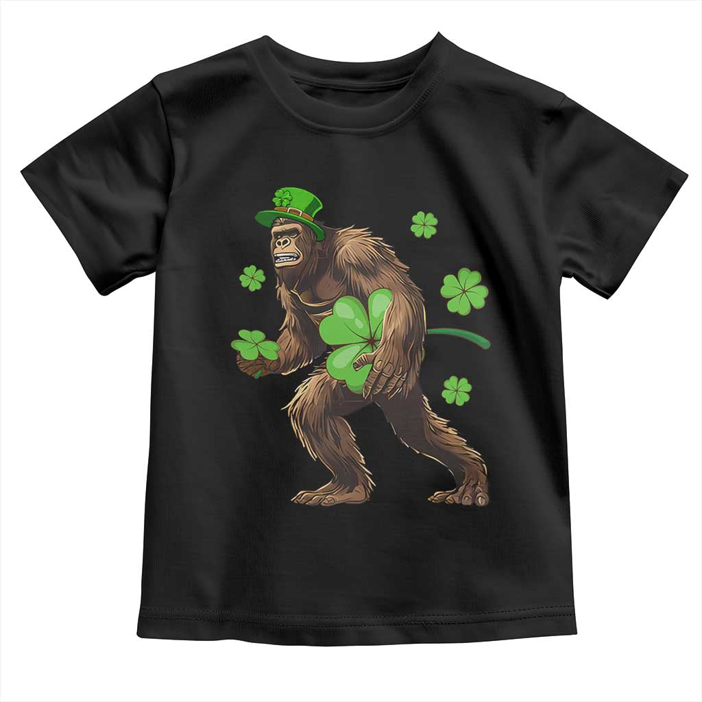 St Patricks Day Bigfoot Toddler T Shirt Funny Sasquatch Shamrock TS10 Black Print Your Wear