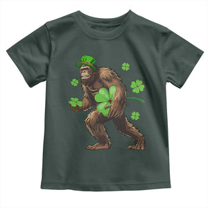 St Patricks Day Bigfoot Toddler T Shirt Funny Sasquatch Shamrock TS10 Dark Forest Green Print Your Wear