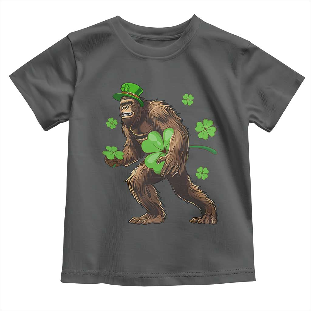 St Patricks Day Bigfoot Toddler T Shirt Funny Sasquatch Shamrock TS10 Dark Heather Print Your Wear