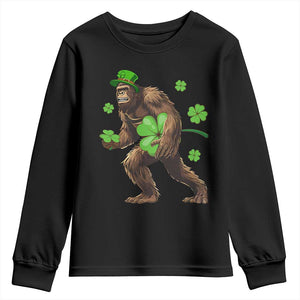St Patricks Day Bigfoot Youth Sweatshirt Funny Sasquatch Shamrock TS10 Black Print Your Wear