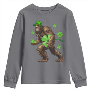 St Patricks Day Bigfoot Youth Sweatshirt Funny Sasquatch Shamrock TS10 Charcoal Print Your Wear