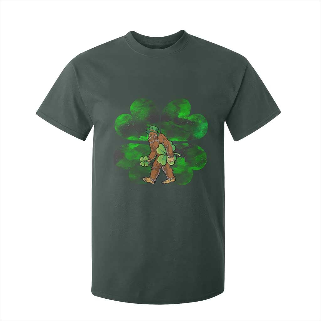 St Patricks Day Lucky Shamrock Bigfoot T Shirt For Kid Funny Sasquatch Irish TS10 Dark Forest Green Print Your Wear