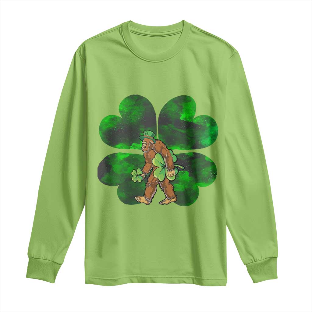 St Patricks Day Lucky Shamrock Bigfoot Long Sleeve Shirt Funny Sasquatch Irish TS10 Lime Print Your Wear