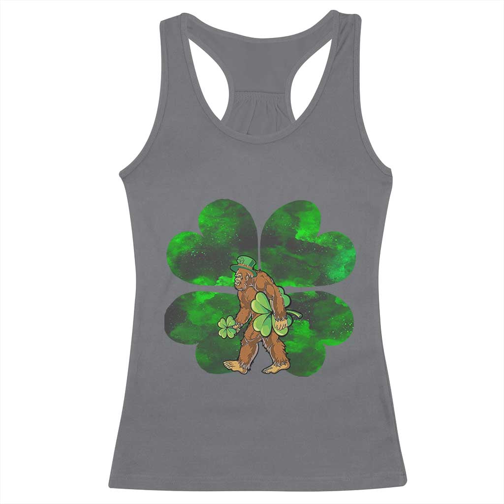 St Patricks Day Lucky Shamrock Bigfoot Racerback Tank Top Funny Sasquatch Irish TS10 Charcoal Print Your Wear
