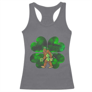 St Patricks Day Lucky Shamrock Bigfoot Racerback Tank Top Funny Sasquatch Irish TS10 Charcoal Print Your Wear