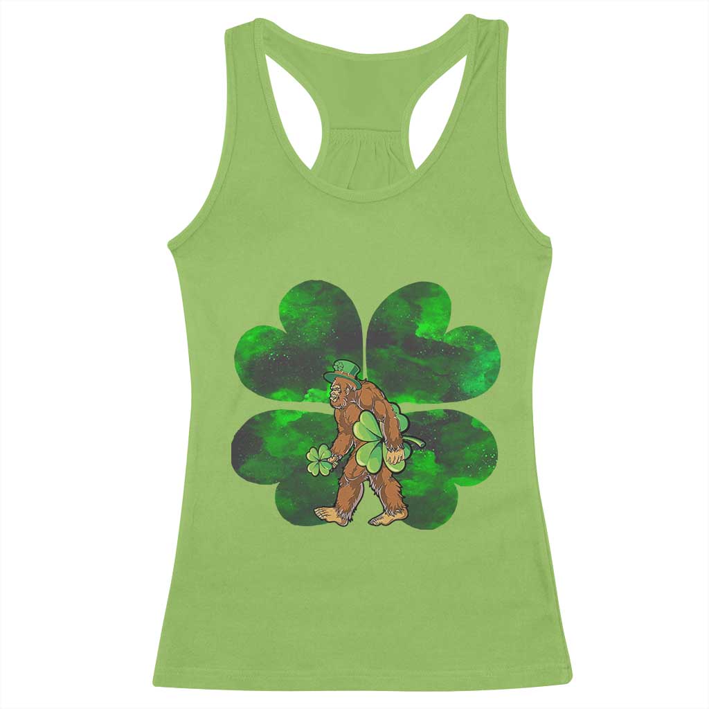 St Patricks Day Lucky Shamrock Bigfoot Racerback Tank Top Funny Sasquatch Irish TS10 Lime Print Your Wear
