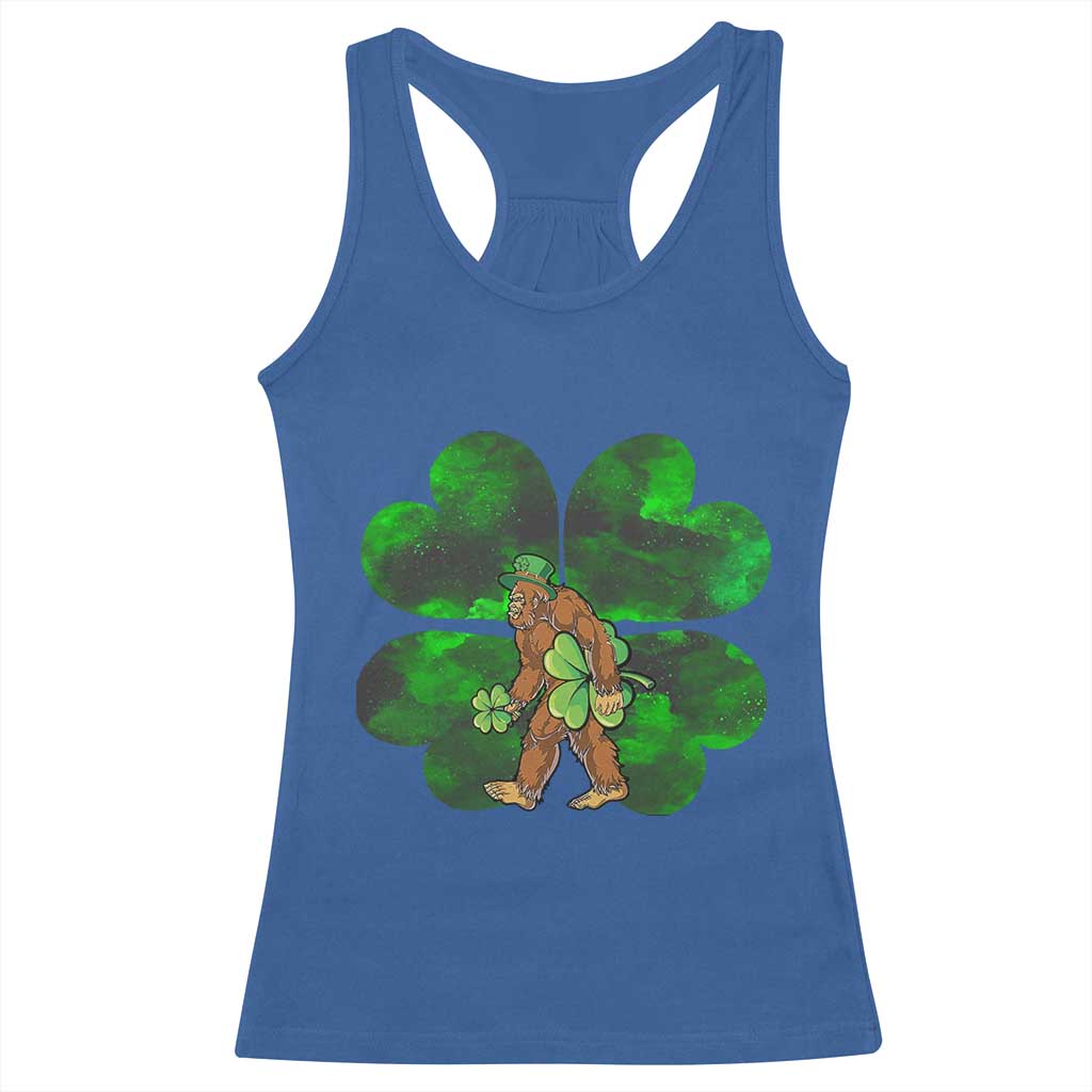 St Patricks Day Lucky Shamrock Bigfoot Racerback Tank Top Funny Sasquatch Irish TS10 Royal Blue Print Your Wear