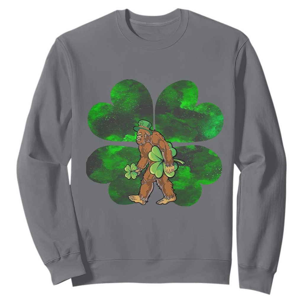 St Patricks Day Lucky Shamrock Bigfoot Sweatshirt Funny Sasquatch Irish TS10 Charcoal Print Your Wear