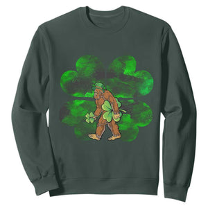 St Patricks Day Lucky Shamrock Bigfoot Sweatshirt Funny Sasquatch Irish TS10 Dark Forest Green Print Your Wear
