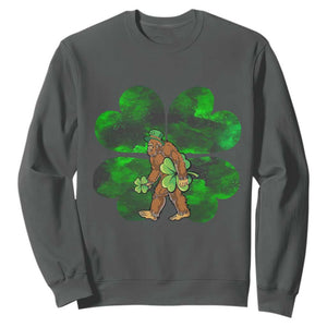St Patricks Day Lucky Shamrock Bigfoot Sweatshirt Funny Sasquatch Irish TS10 Dark Heather Print Your Wear