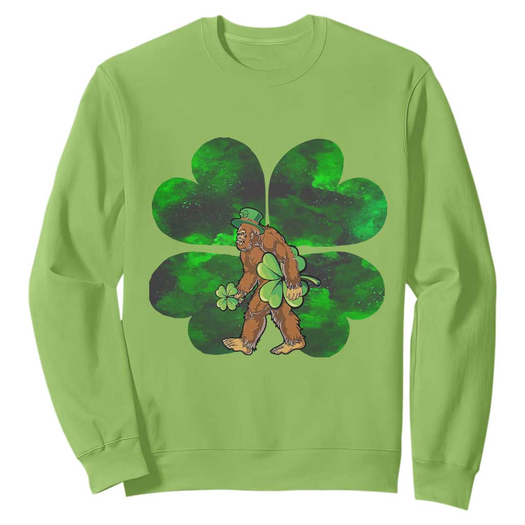 St Patricks Day Lucky Shamrock Bigfoot Sweatshirt Funny Sasquatch Irish TS10 Lime Print Your Wear