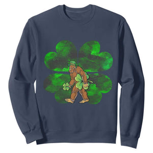 St Patricks Day Lucky Shamrock Bigfoot Sweatshirt Funny Sasquatch Irish TS10 Navy Print Your Wear