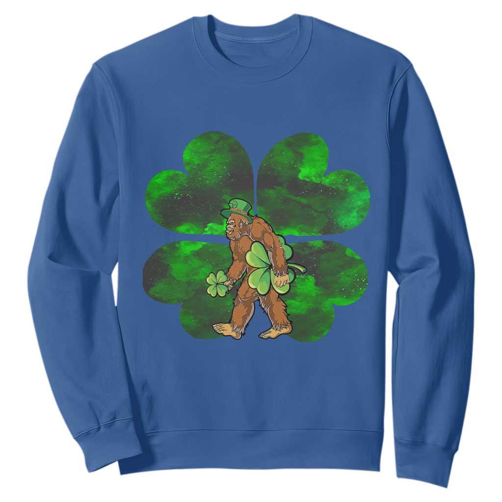 St Patricks Day Lucky Shamrock Bigfoot Sweatshirt Funny Sasquatch Irish TS10 Royal Blue Print Your Wear