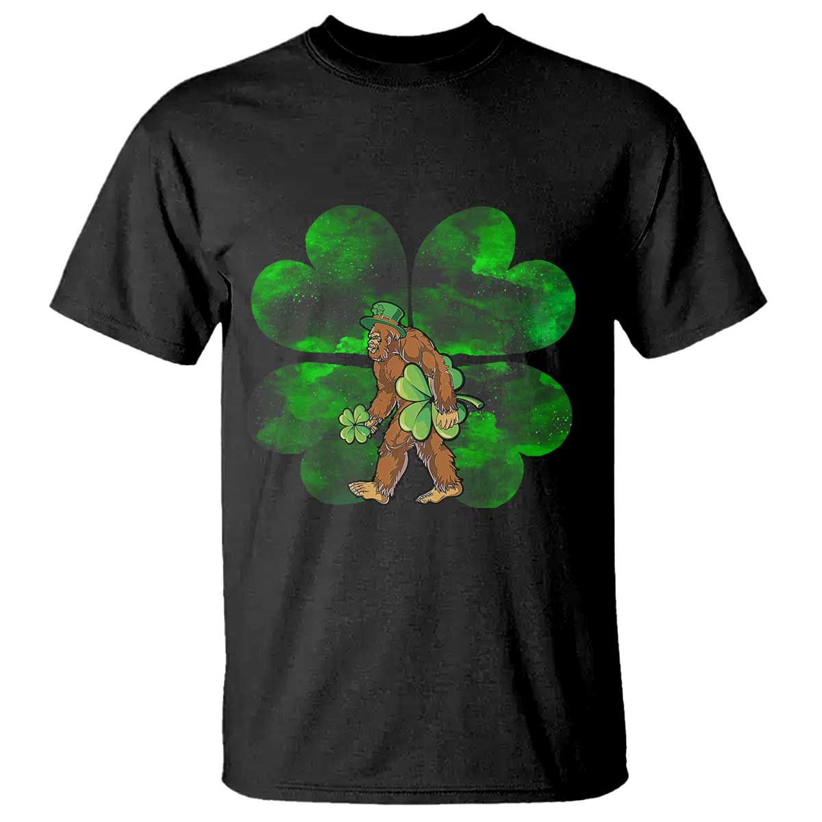 St Patricks Day Lucky Shamrock Bigfoot T Shirt Funny Sasquatch Irish TS10 Black Print Your Wear