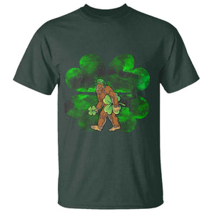 St Patricks Day Lucky Shamrock Bigfoot T Shirt Funny Sasquatch Irish TS10 Dark Forest Green Print Your Wear