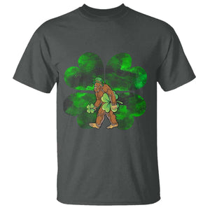 St Patricks Day Lucky Shamrock Bigfoot T Shirt Funny Sasquatch Irish TS10 Dark Heather Print Your Wear