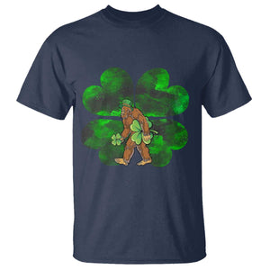 St Patricks Day Lucky Shamrock Bigfoot T Shirt Funny Sasquatch Irish TS10 Navy Print Your Wear