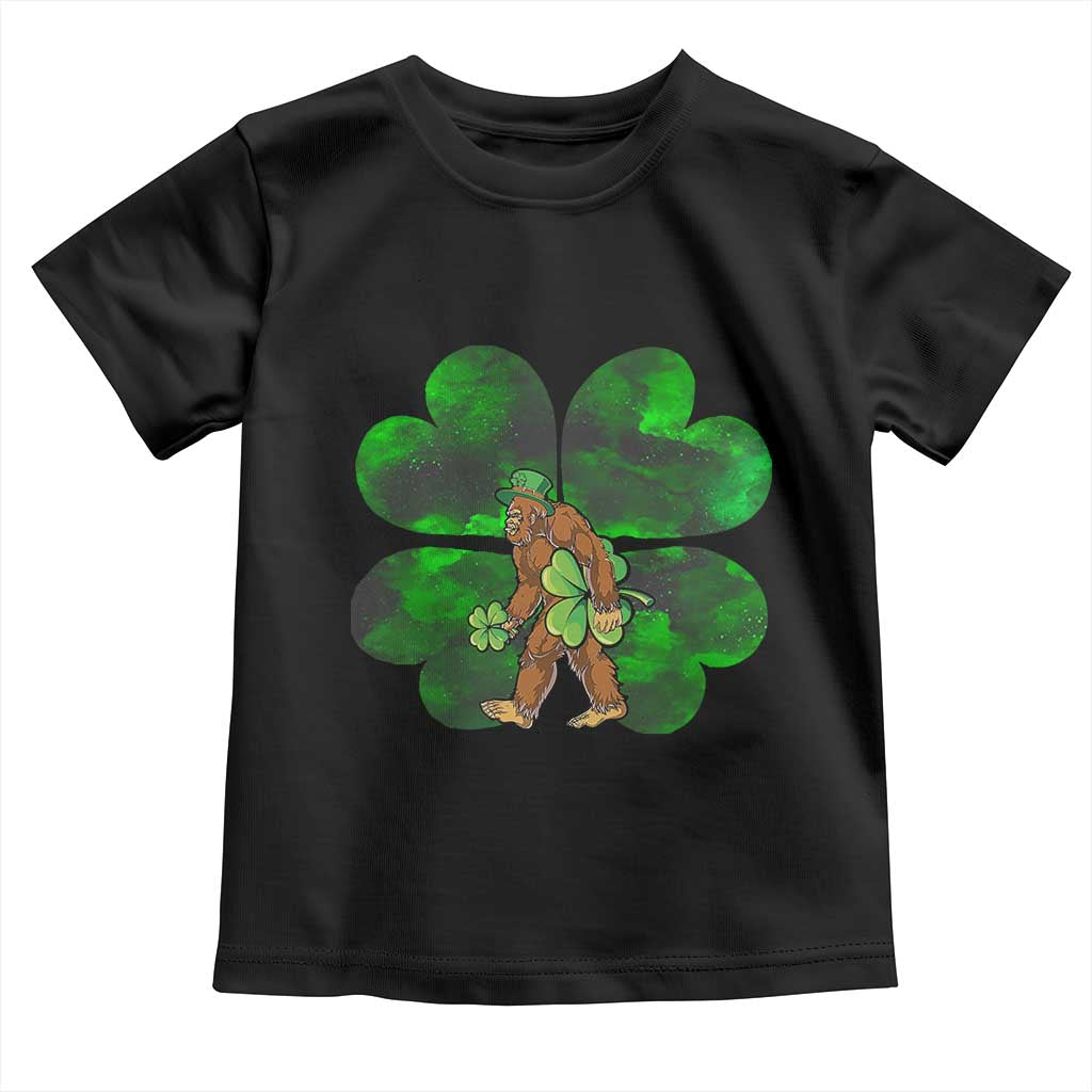 St Patricks Day Lucky Shamrock Bigfoot Toddler T Shirt Funny Sasquatch Irish TS10 Black Print Your Wear