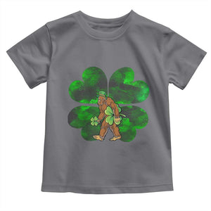 St Patricks Day Lucky Shamrock Bigfoot Toddler T Shirt Funny Sasquatch Irish TS10 Charcoal Print Your Wear