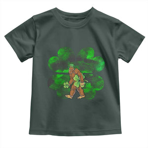 St Patricks Day Lucky Shamrock Bigfoot Toddler T Shirt Funny Sasquatch Irish TS10 Dark Forest Green Print Your Wear