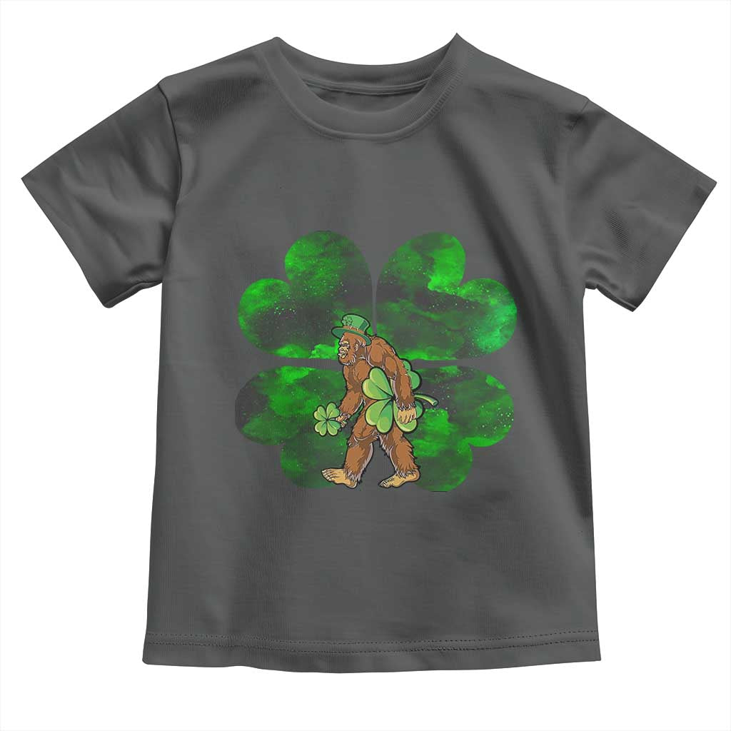 St Patricks Day Lucky Shamrock Bigfoot Toddler T Shirt Funny Sasquatch Irish TS10 Dark Heather Print Your Wear