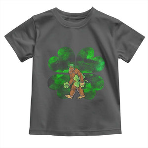 St Patricks Day Lucky Shamrock Bigfoot Toddler T Shirt Funny Sasquatch Irish TS10 Dark Heather Print Your Wear