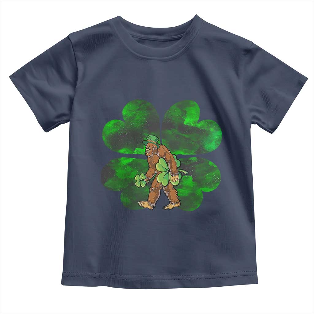 St Patricks Day Lucky Shamrock Bigfoot Toddler T Shirt Funny Sasquatch Irish TS10 Navy Print Your Wear
