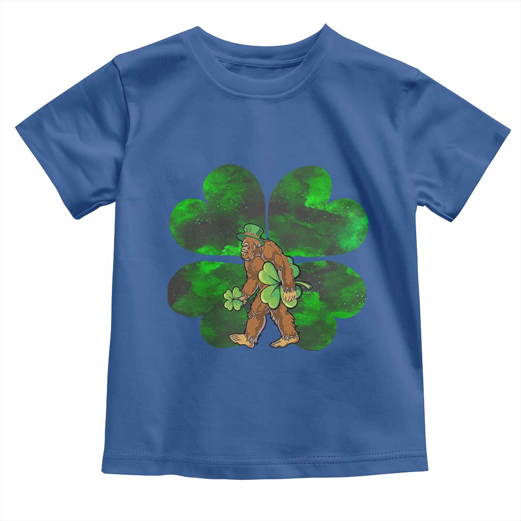 St Patricks Day Lucky Shamrock Bigfoot Toddler T Shirt Funny Sasquatch Irish TS10 Royal Blue Print Your Wear