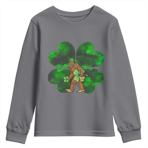 St Patricks Day Lucky Shamrock Bigfoot Youth Sweatshirt Funny Sasquatch Irish TS10 Charcoal Print Your Wear