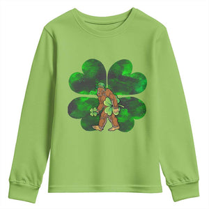 St Patricks Day Lucky Shamrock Bigfoot Youth Sweatshirt Funny Sasquatch Irish TS10 Lime Print Your Wear