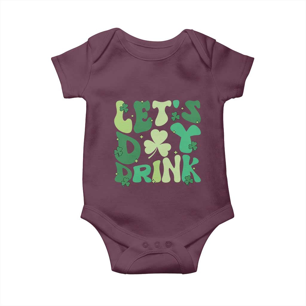 St. Patrick's Day Irish Pub Baby Onesie Let's Day Drink TS10 Maroon Print Your Wear
