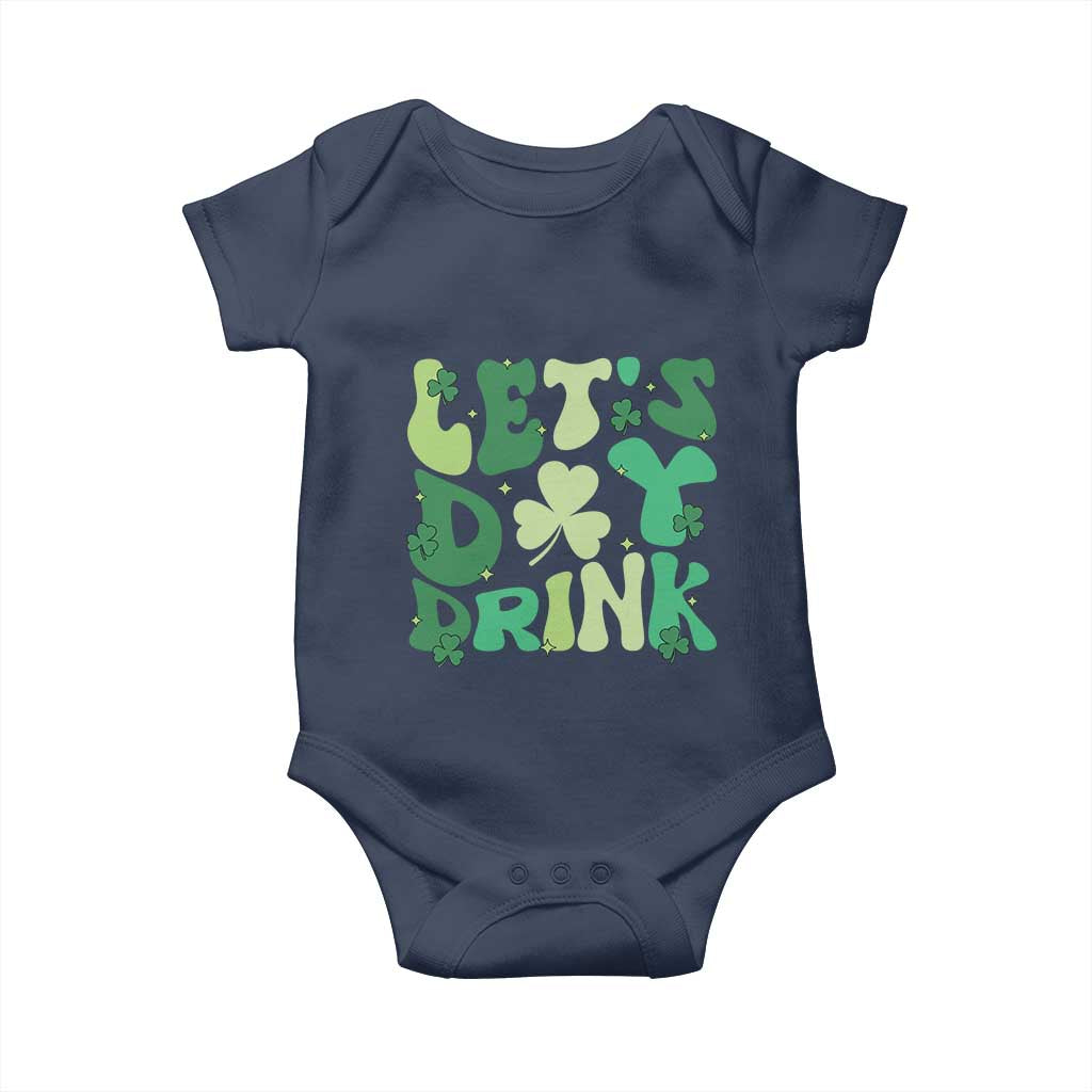 St. Patrick's Day Irish Pub Baby Onesie Let's Day Drink TS10 Navy Print Your Wear