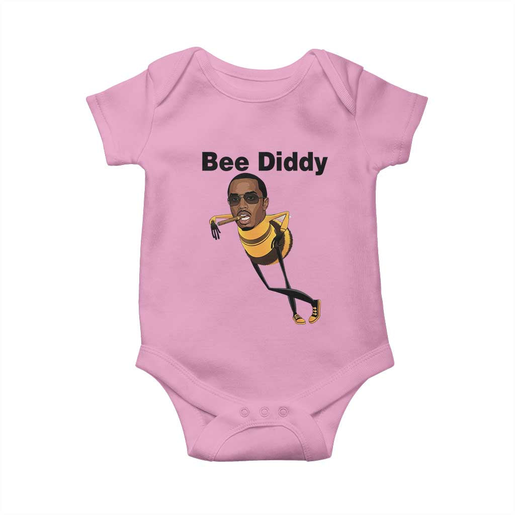 Bee Diddy Baby Onesie Dark Humor Internet Meme Brainrot Gen Z TS10 Light Pink Print Your Wear