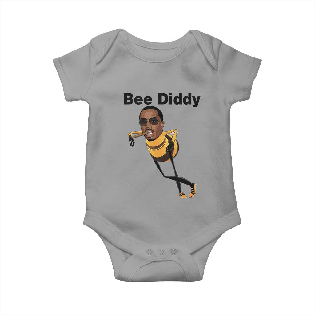 Bee Diddy Baby Onesie Dark Humor Internet Meme Brainrot Gen Z TS10 Sport Gray Print Your Wear