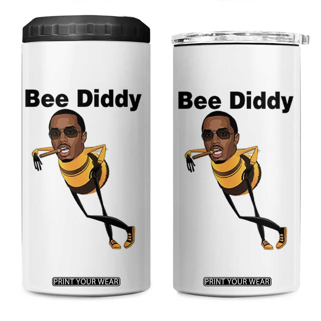 Bee Diddy 4 in 1 Can Cooler Tumbler Dark Humor Internet Meme Brainrot Gen Z TS10 One Size: 16 oz White Print Your Wear