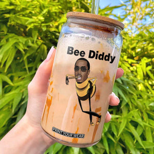 Bee Diddy Glass Can Dark Humor Internet Meme Brainrot Gen Z TS10 White Print Your Wear