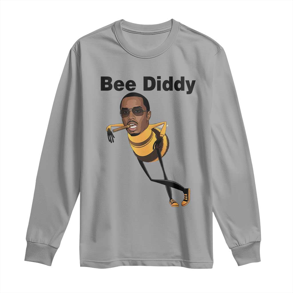 Bee Diddy Long Sleeve Shirt Dark Humor Internet Meme Brainrot Gen Z TS10 Sport Gray Print Your Wear