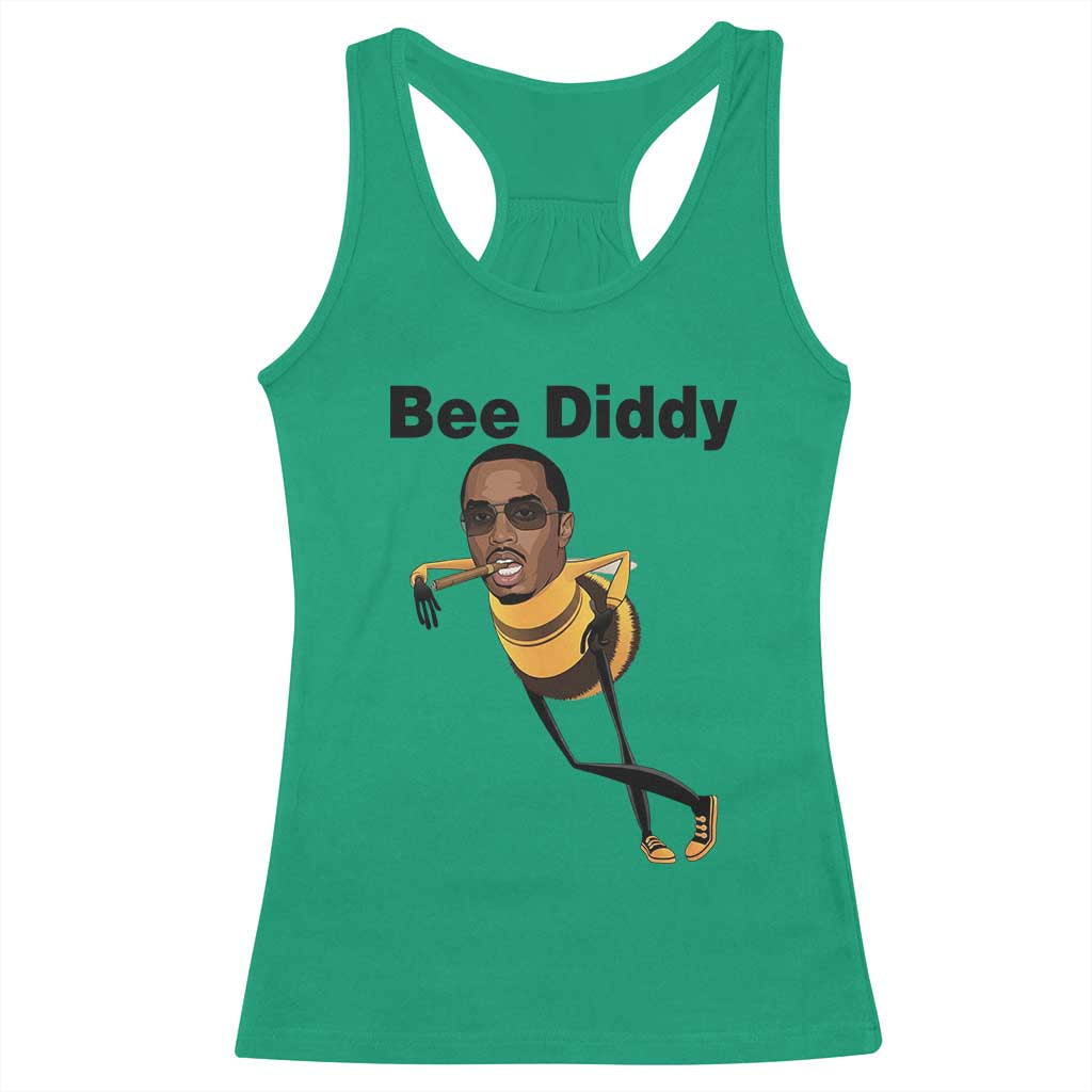 Bee Diddy Racerback Tank Top Dark Humor Internet Meme Brainrot Gen Z TS10 Irish Green Print Your Wear